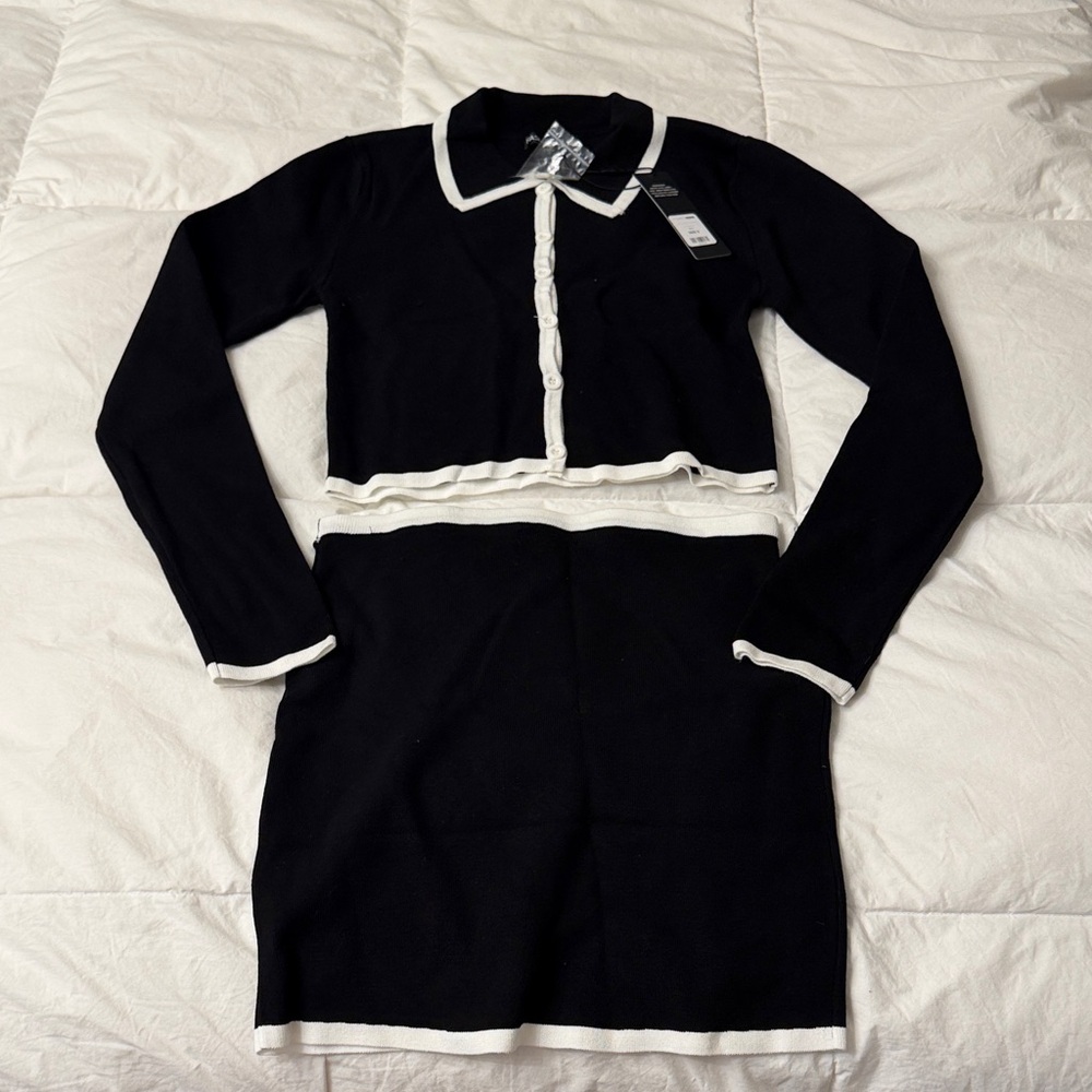 Fashion Nova Black Knit Sweater Skirt Set